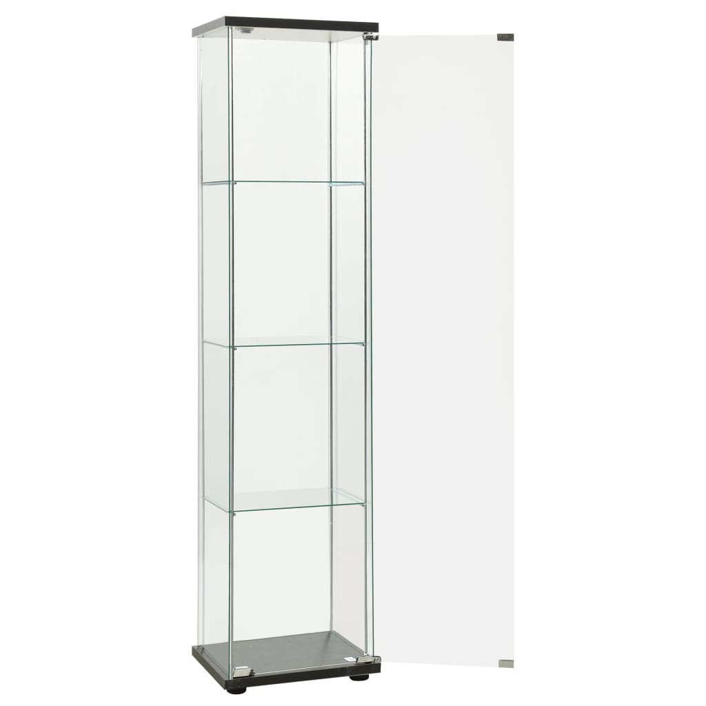 vidaXL Storage Cabinet Tempered Glass Black