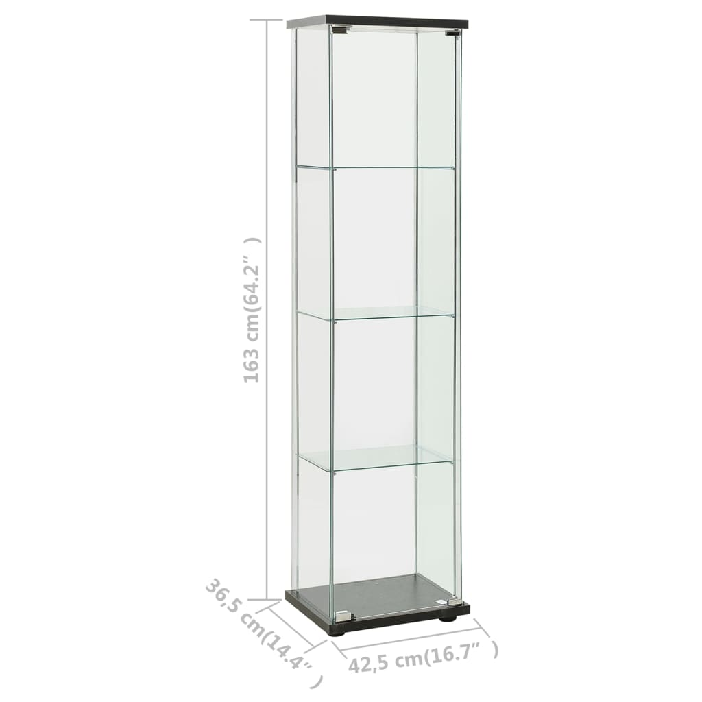 vidaXL Storage Cabinet Tempered Glass Black