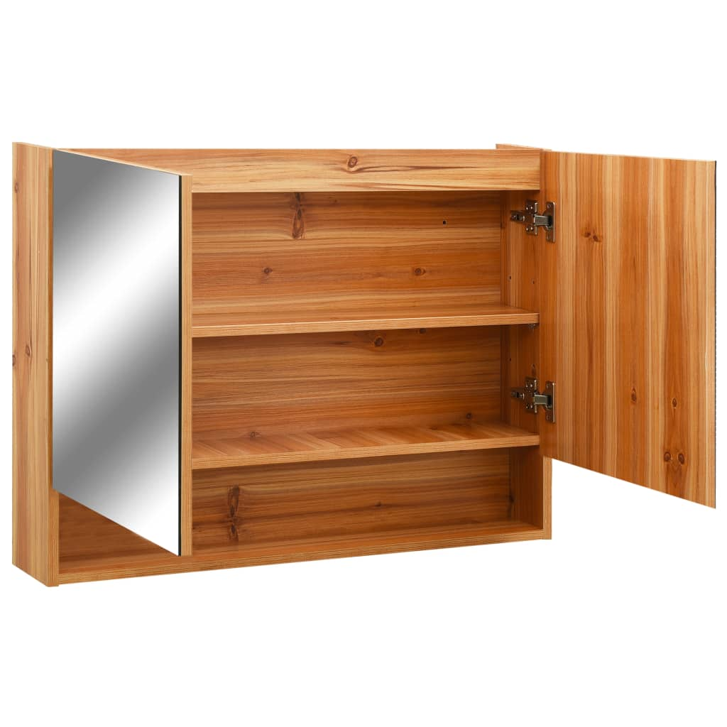 vidaXL LED Bathroom Mirror Cabinet Oak 31.5"x5.9"x23.6" MDF