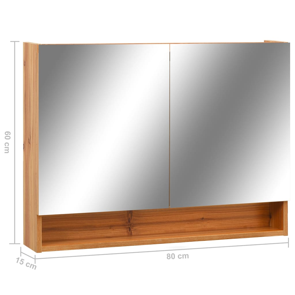 vidaXL LED Bathroom Mirror Cabinet Oak 31.5"x5.9"x23.6" MDF