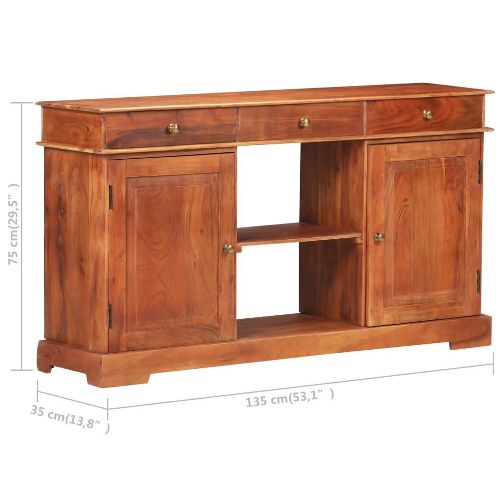 vidaXL Sideboard 53.1"x13.8"x29.5" Solid Acacia Wood