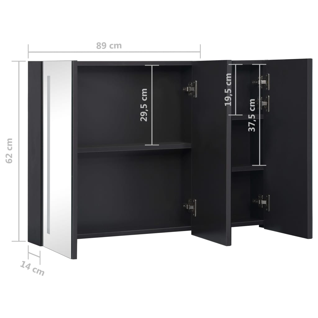 vidaXL LED Bathroom Mirror Cabinet 35"x5.5"x24.4"