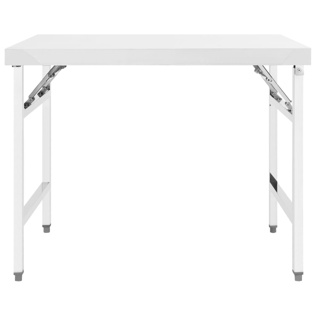 vidaXL Kitchen Folding Work Table 39.4"x24"x32" Stainless Steel