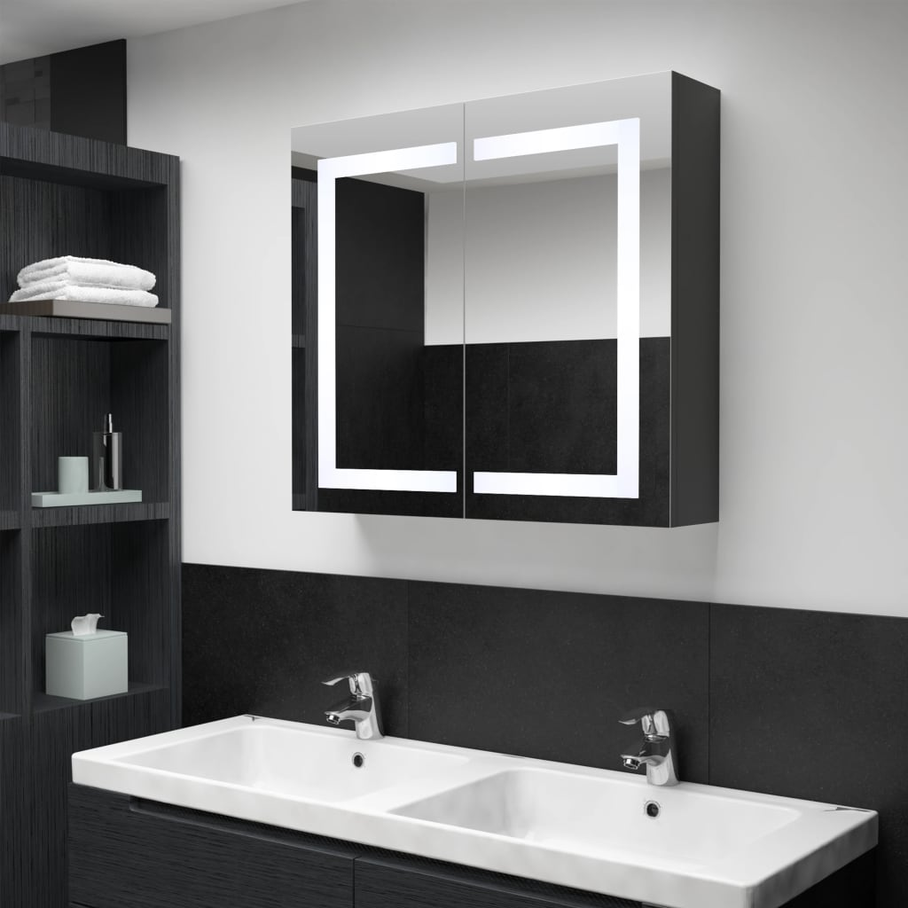 vidaXL LED Bathroom Mirror Cabinet 31.5"x4.8"x26.8"