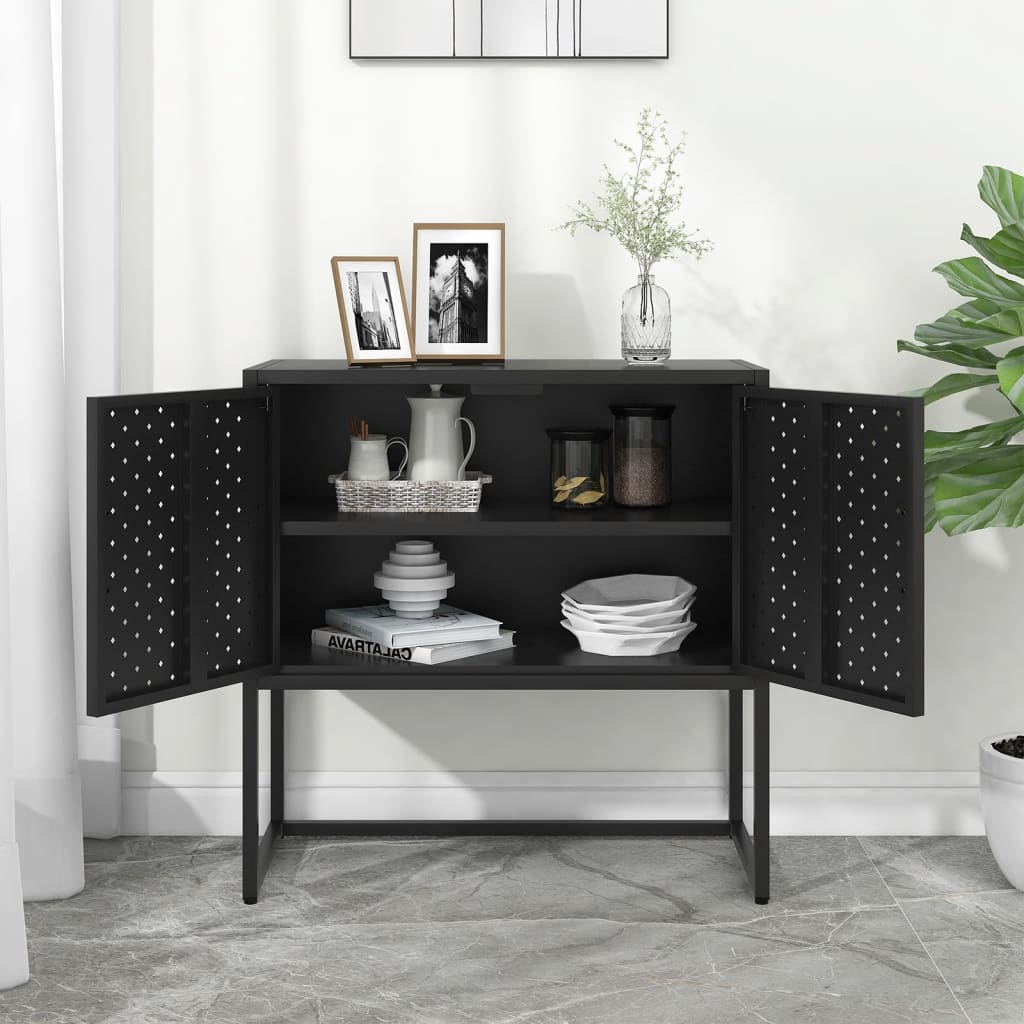 vidaXL Sideboard Black 29.5"x13.8"x29.5" Steel