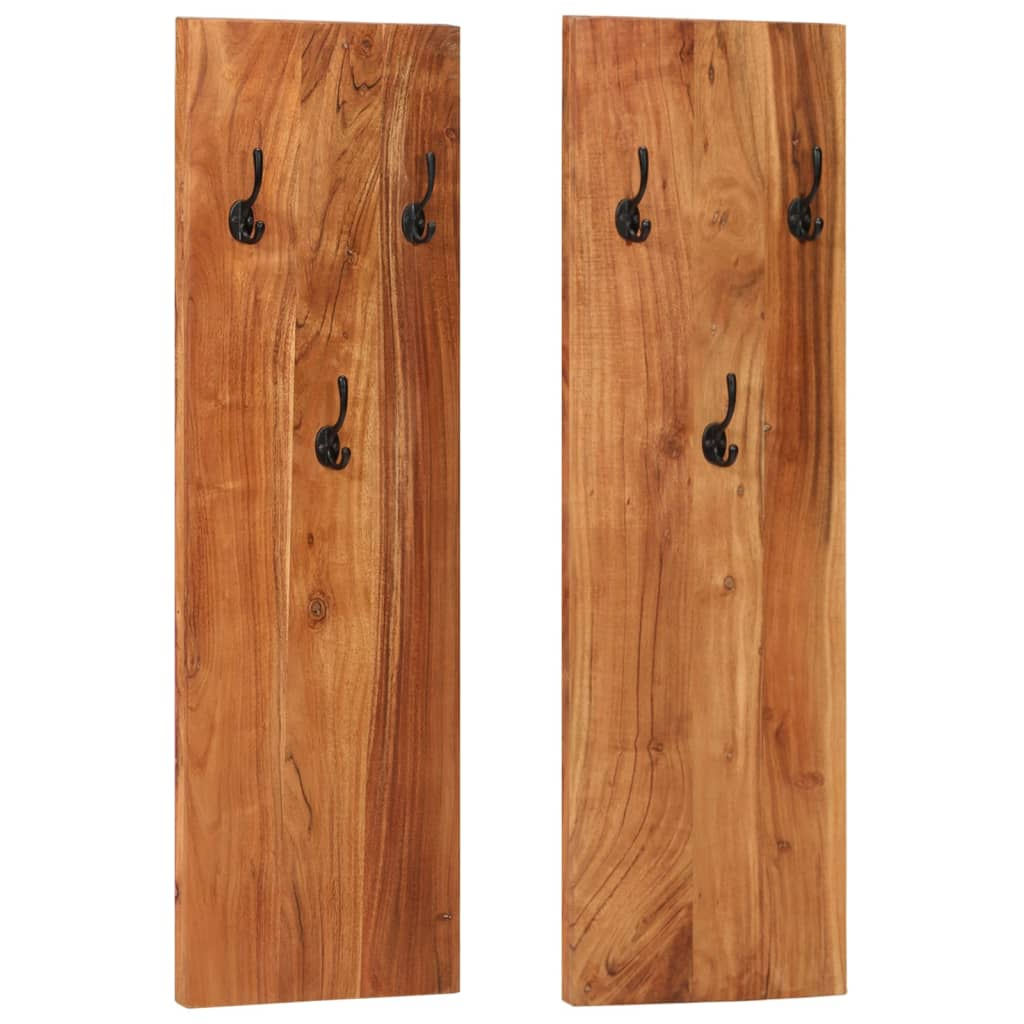 vidaXL Wall-mounted Coat Racks 2 pcs 14.2"x1.2"x43.3" Solid Acacia Wood