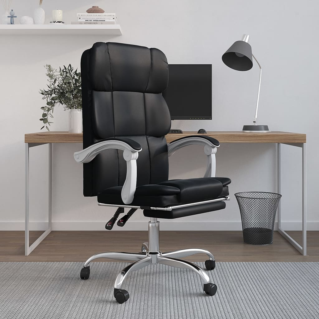 vidaXL Reclining Office Chair Black Faux Leather