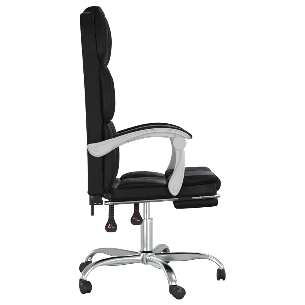 vidaXL Reclining Office Chair Black Faux Leather