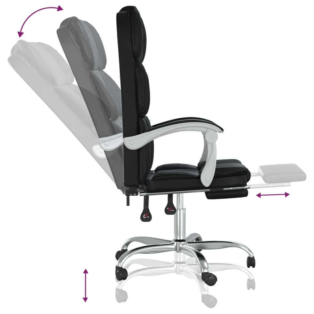 vidaXL Reclining Office Chair Black Faux Leather