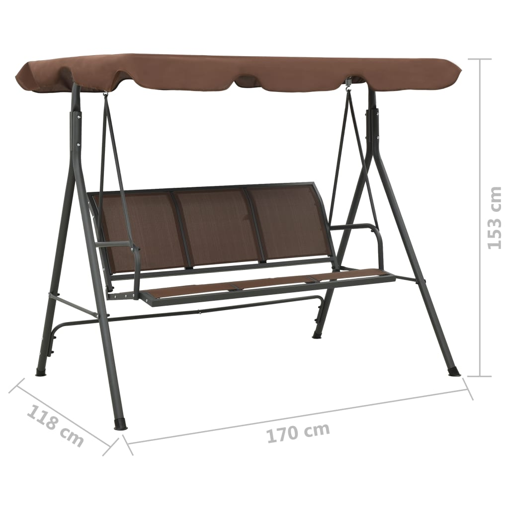 vidaXL Garden Swing Bench with Canopy Coffee