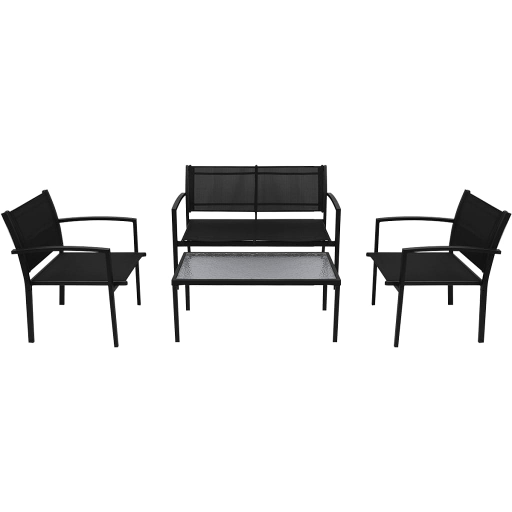 vidaXL 4 Piece Patio Lounge Set Textilene Black