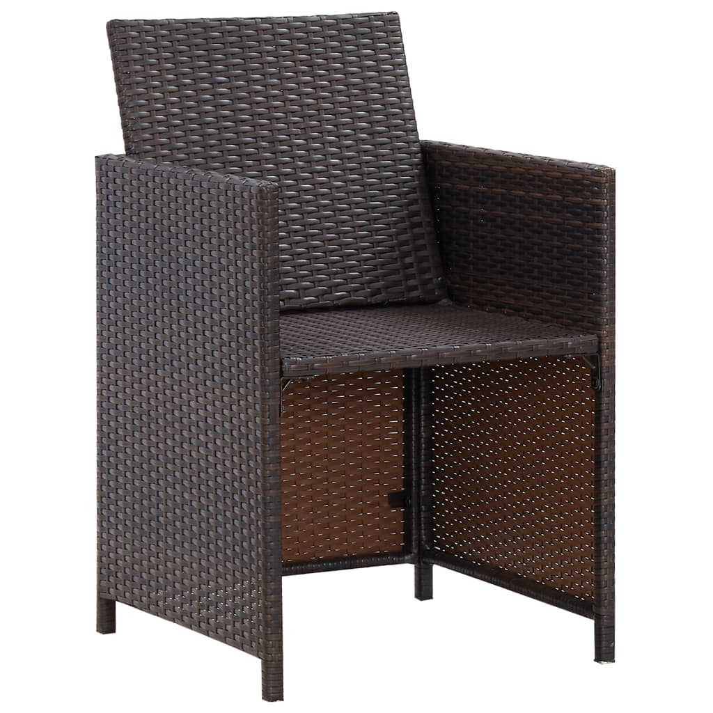 vidaXL 9 Piece Patio Dining Set with Cushions Poly Rattan Brown