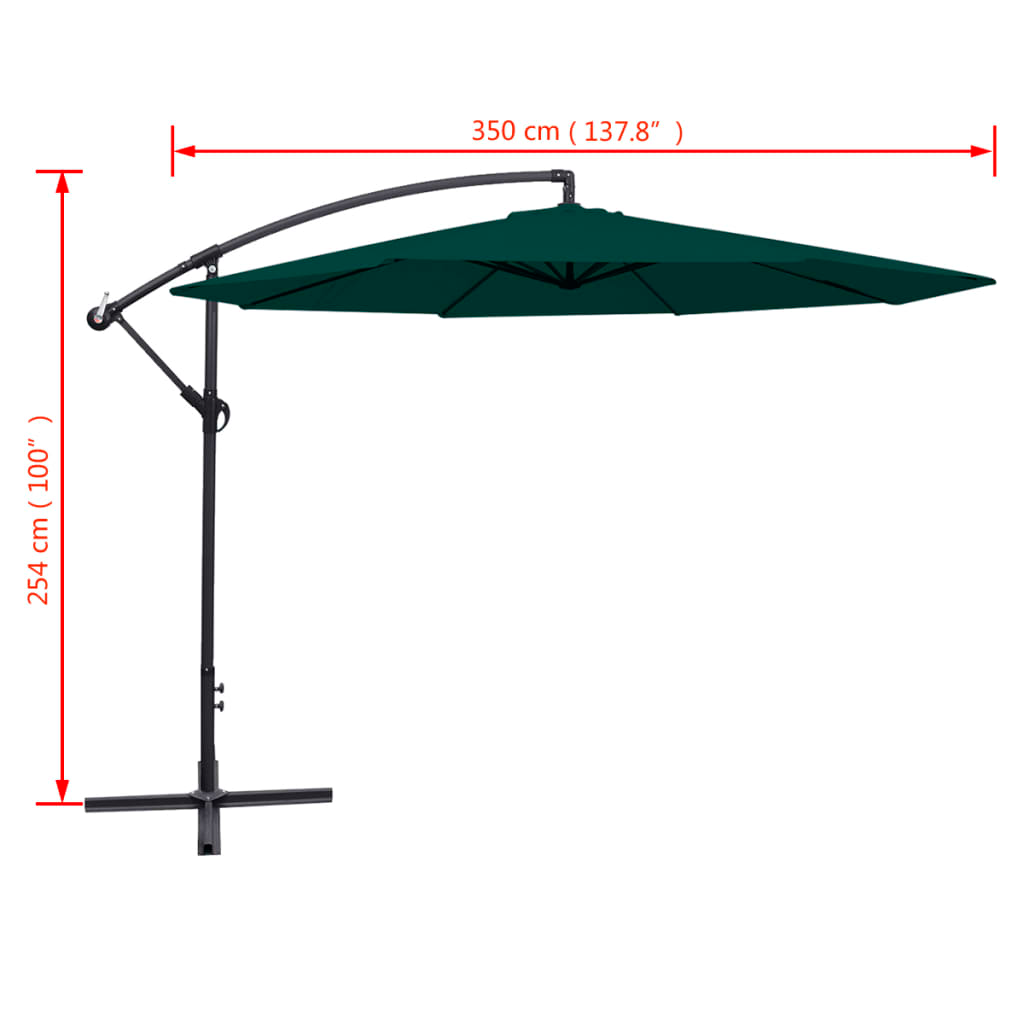 vidaXL Cantilever Umbrella 137.8" Green