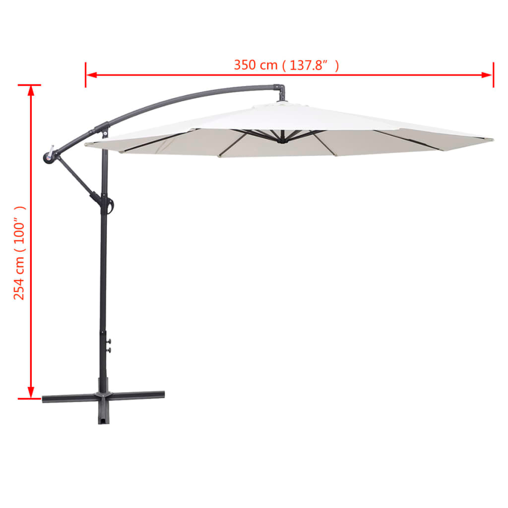 vidaXL Cantilever Umbrella 137.8" Sand White