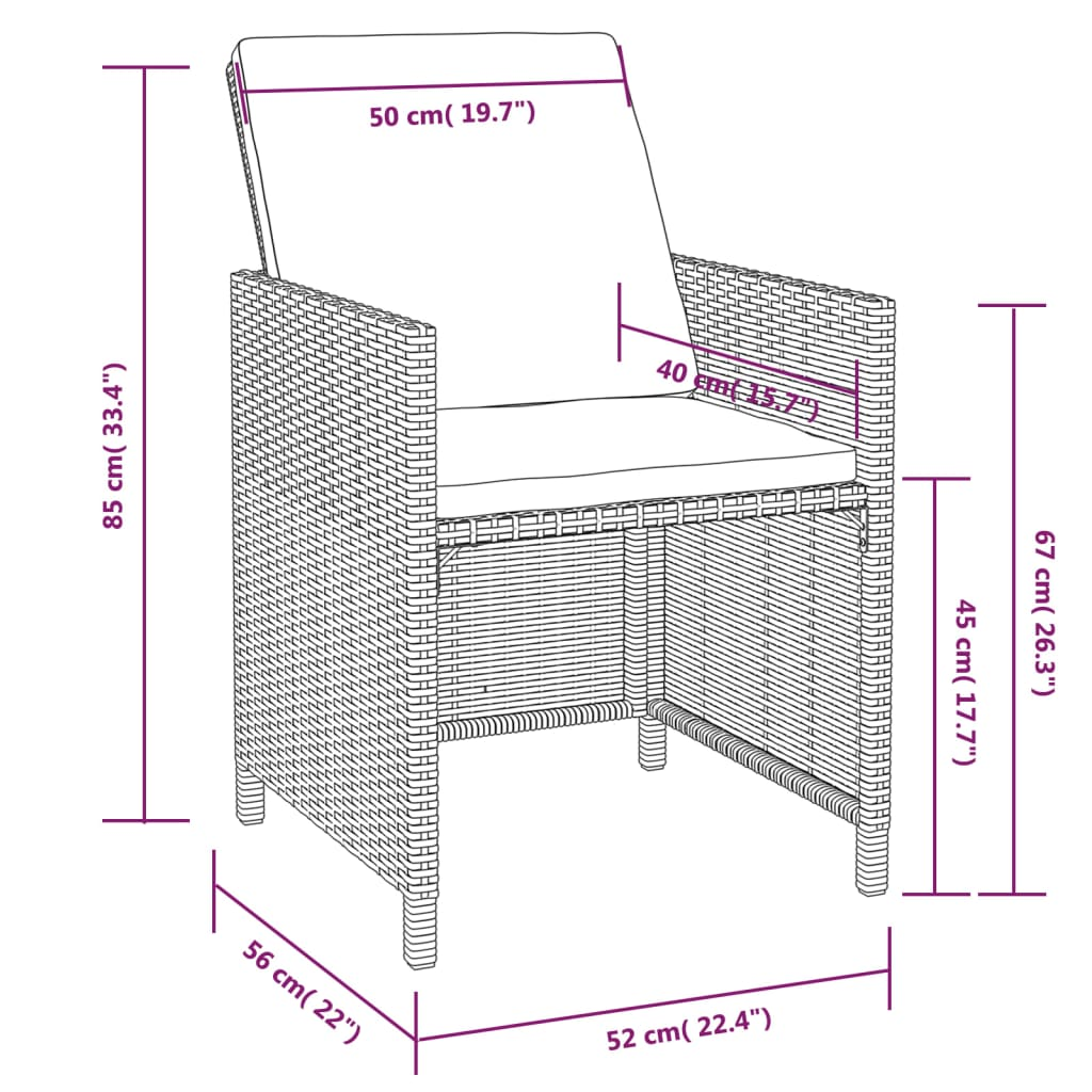 vidaXL 9 Piece Patio Dining Set Poly Rattan and Acacia Wood Black