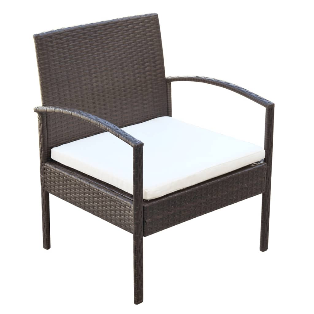 vidaXL 4 Piece Patio Lounge Set with Cushions Poly Rattan Brown