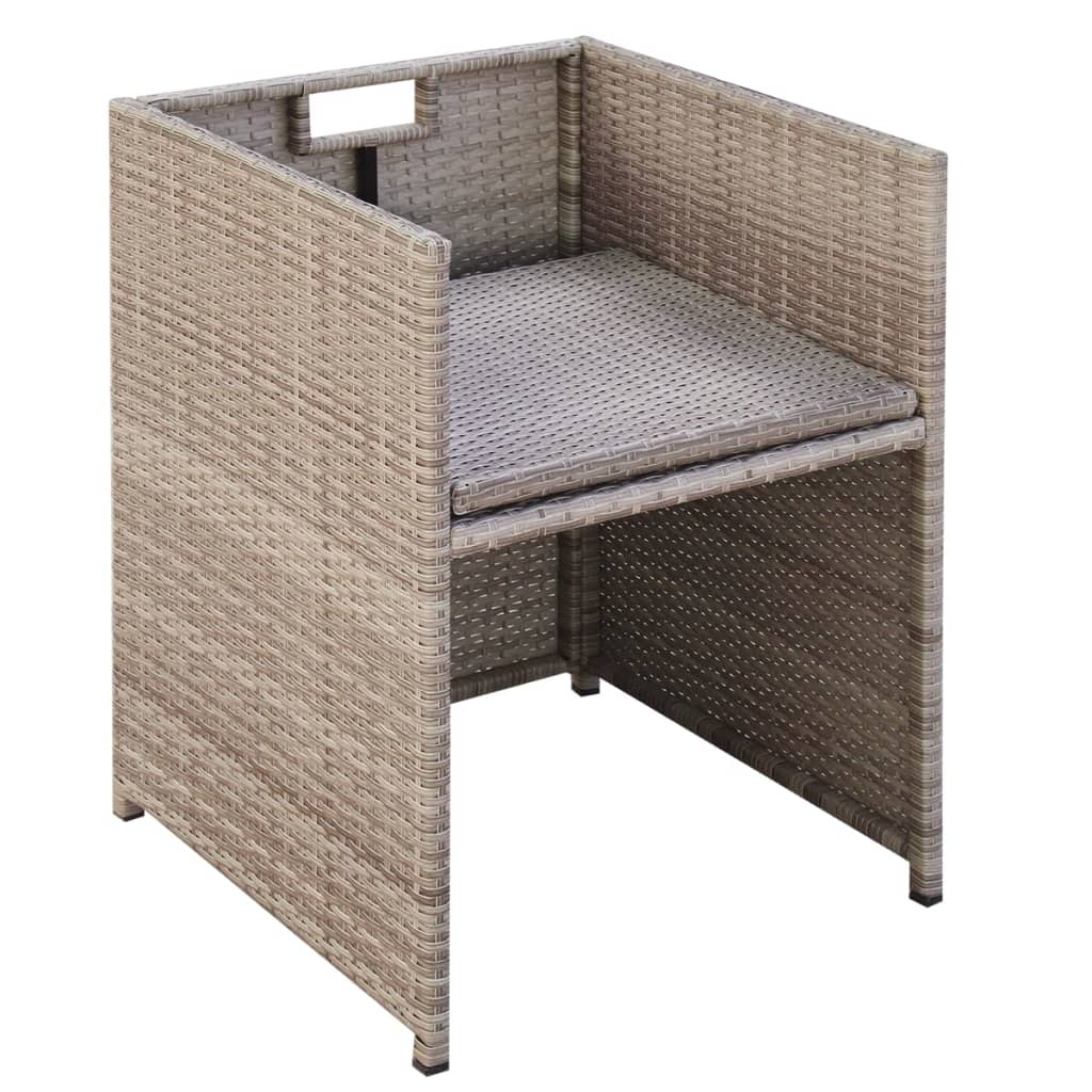 vidaXL 9 Piece Patio Dining Set with Cushions Poly Rattan Beige