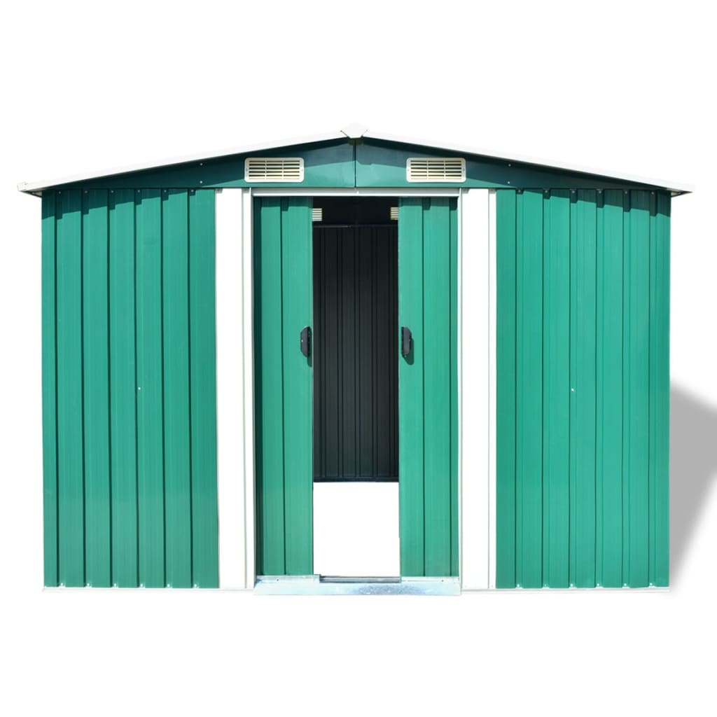 vidaXL Garden Storage Shed Green Metal 101.2"x80.7"x70.1"