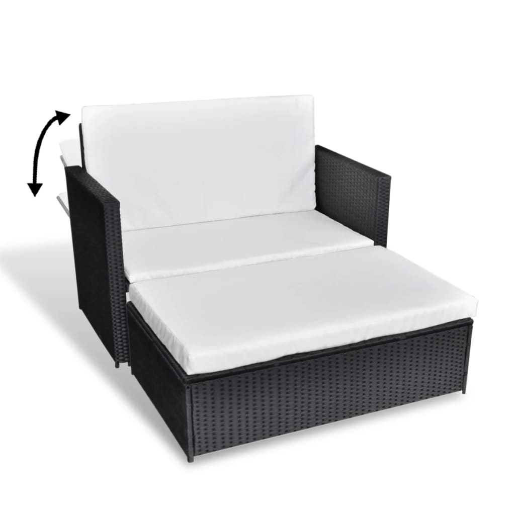 vidaXL 2 Piece Patio Lounge Set with Cushions Poly Rattan Black