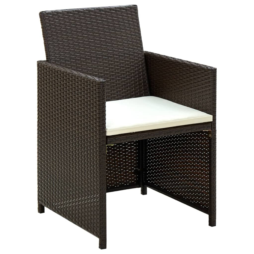 vidaXL 4 Piece Patio Lounge with Cushions Set Poly Rattan Brown