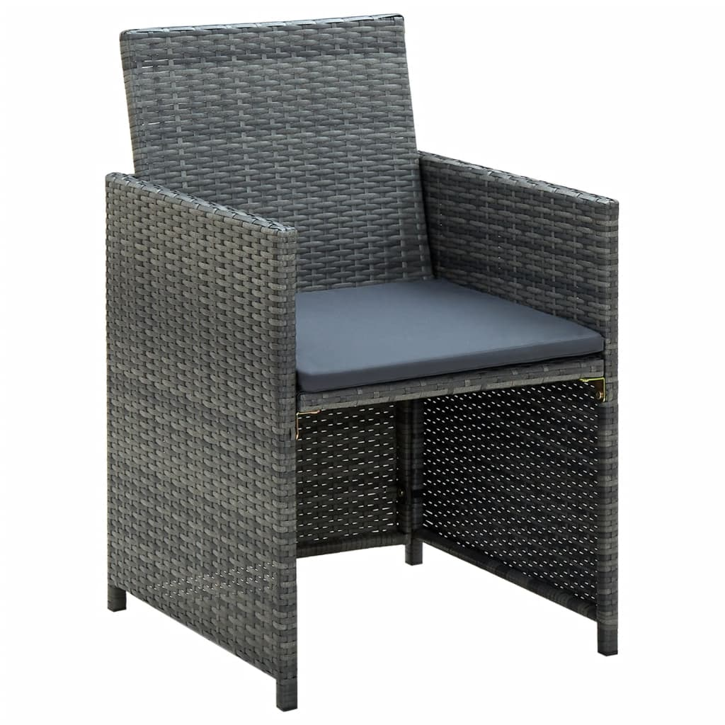 vidaXL 4 Piece Patio Lounge with Cushions Set Poly Rattan Gray