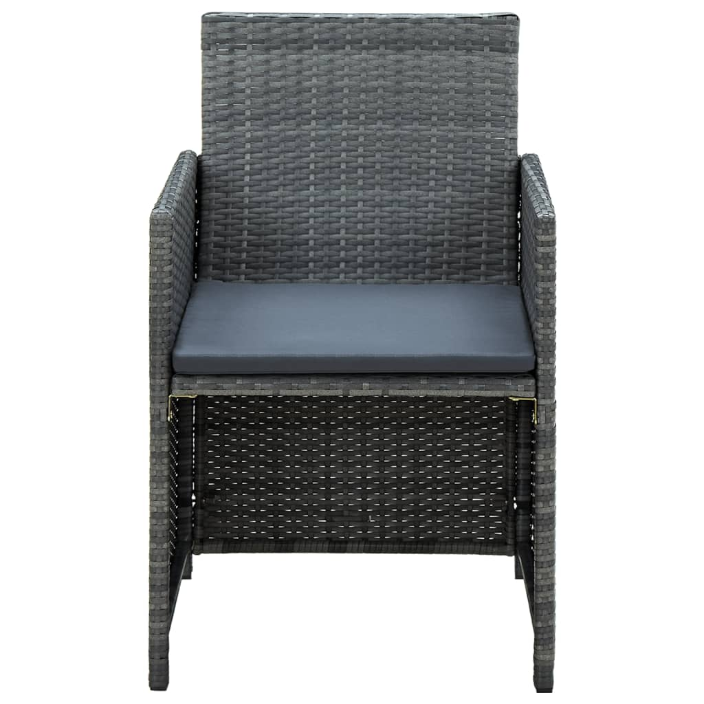 vidaXL 4 Piece Patio Lounge with Cushions Set Poly Rattan Gray