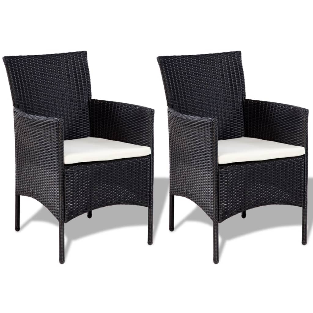 vidaXL 4 Piece Patio Lounge Set with Cushions Poly Rattan Black