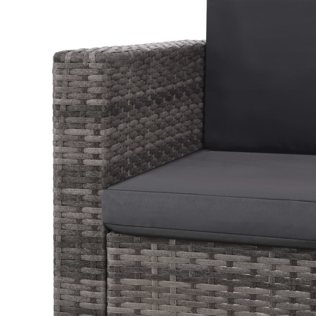 vidaXL 2 Piece Patio Lounge Set with Cushions Poly Rattan Gray