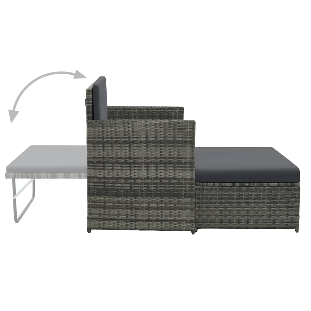 vidaXL 2 Piece Patio Lounge Set with Cushions Poly Rattan Gray