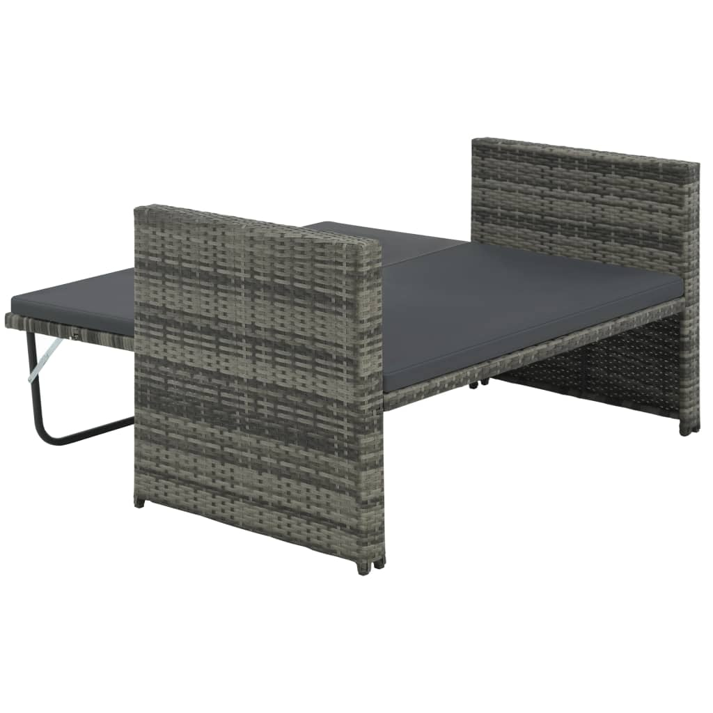 vidaXL 2 Piece Patio Lounge Set with Cushions Poly Rattan Gray