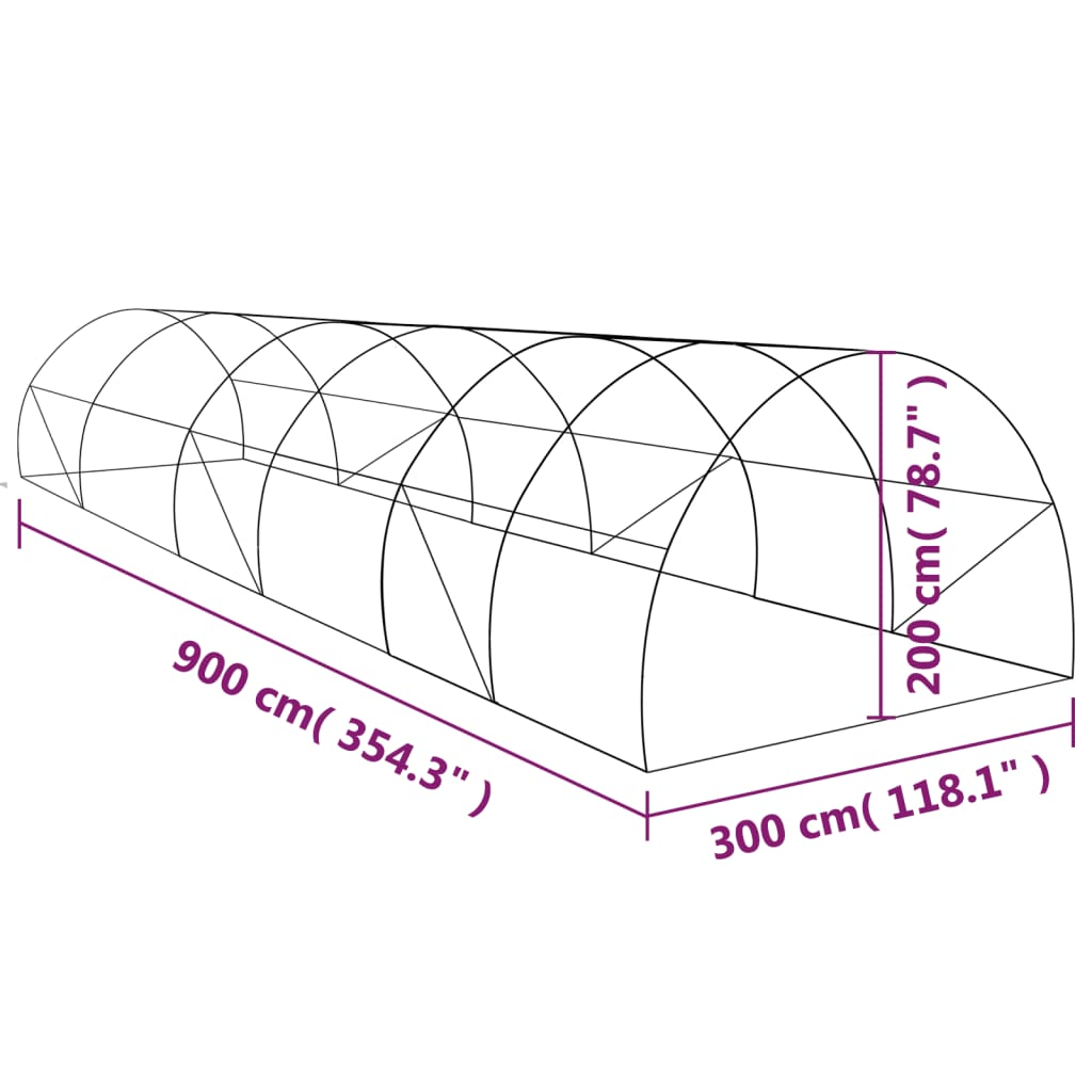 vidaXL Greenhouse 290.6 ft² 354.3"x118.1"x78.7"