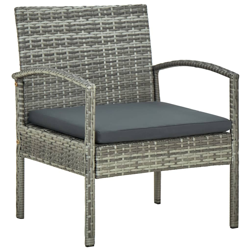 vidaXL 4 Piece Patio Lounge Set with Cushions Poly Rattan Gray