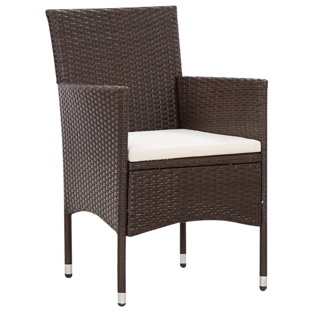 vidaXL 4 Piece Patio Lounge Set with Cushions Poly Rattan Brown