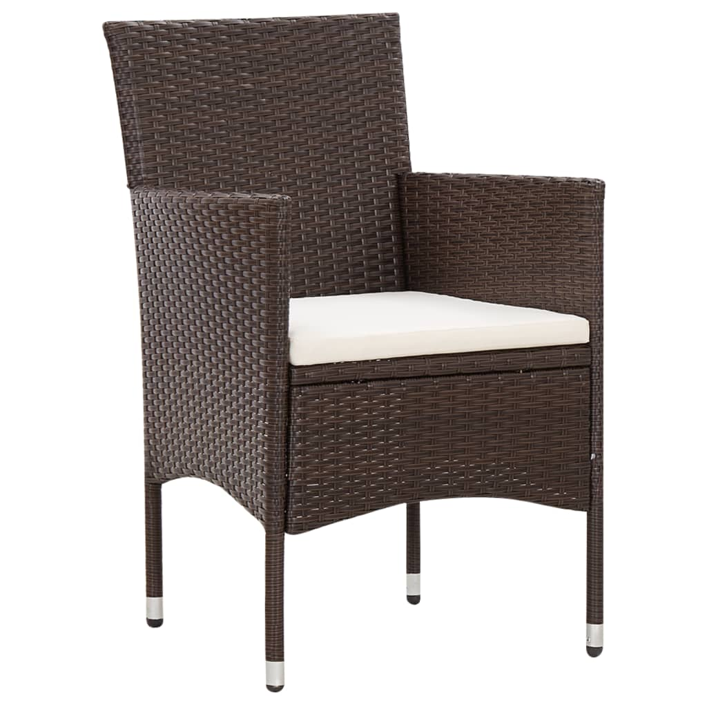 vidaXL 5 Piece Patio Lounge Set With Cushions Poly Rattan Brown