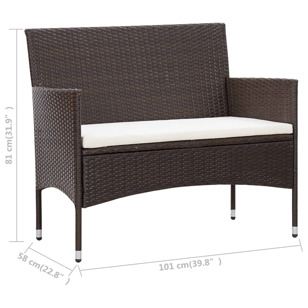 vidaXL 5 Piece Patio Lounge Set With Cushions Poly Rattan Brown