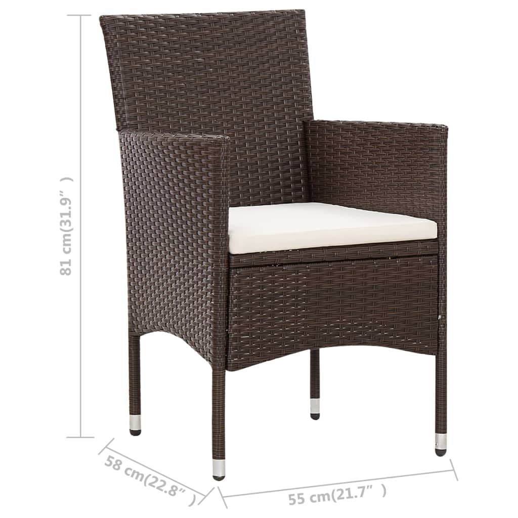 vidaXL 5 Piece Patio Lounge Set With Cushions Poly Rattan Brown