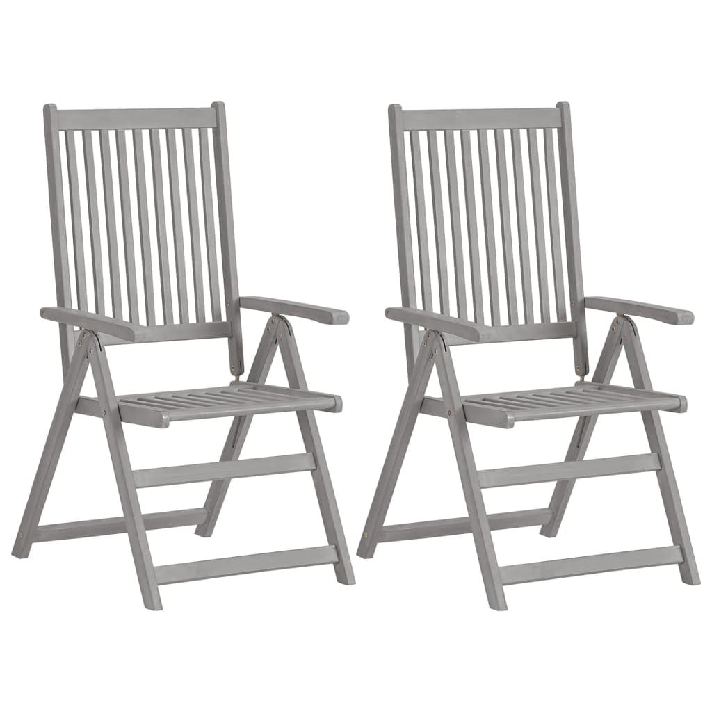 vidaXL Patio Reclining Chairs 2 pcs Gray Solid Acacia Wood