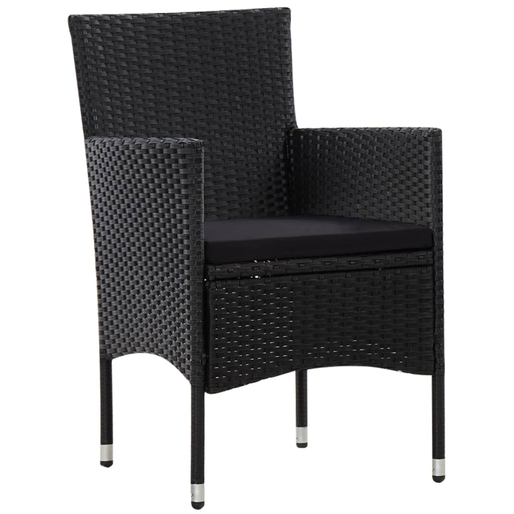 vidaXL 4 Piece Patio Lounge Set with Cushions Poly Rattan Black