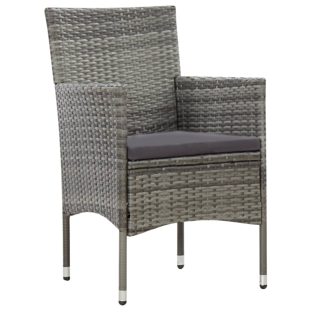 vidaXL 4 Piece Patio Lounge Set with Cushions Poly Rattan Gray