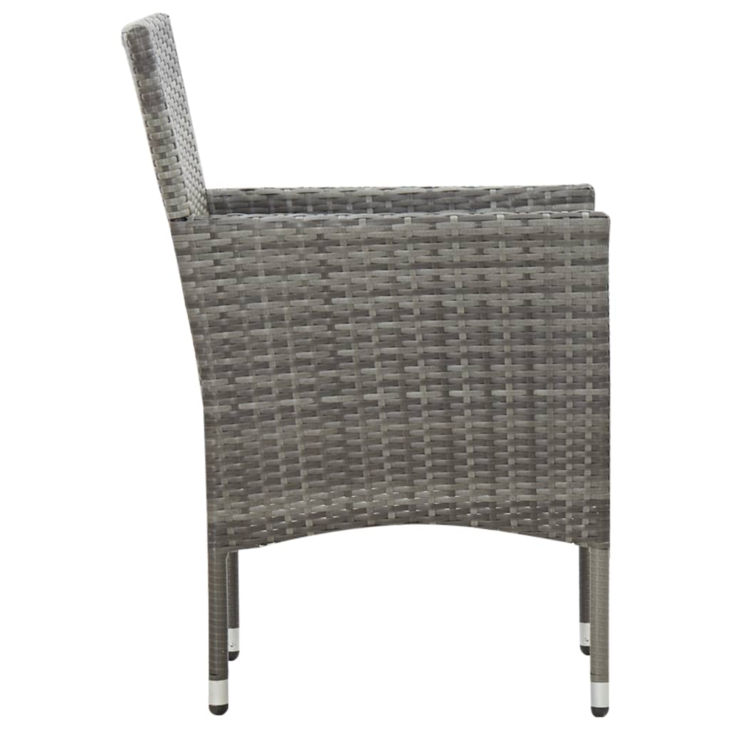 vidaXL 4 Piece Patio Lounge Set with Cushions Poly Rattan Gray