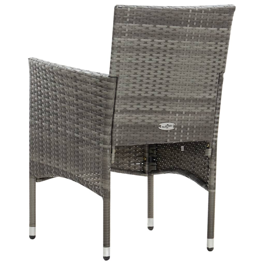 vidaXL 4 Piece Patio Lounge Set with Cushions Poly Rattan Gray