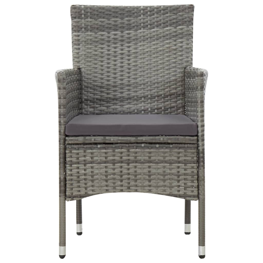 vidaXL 4 Piece Patio Lounge Set With Cushions Poly Rattan Gray