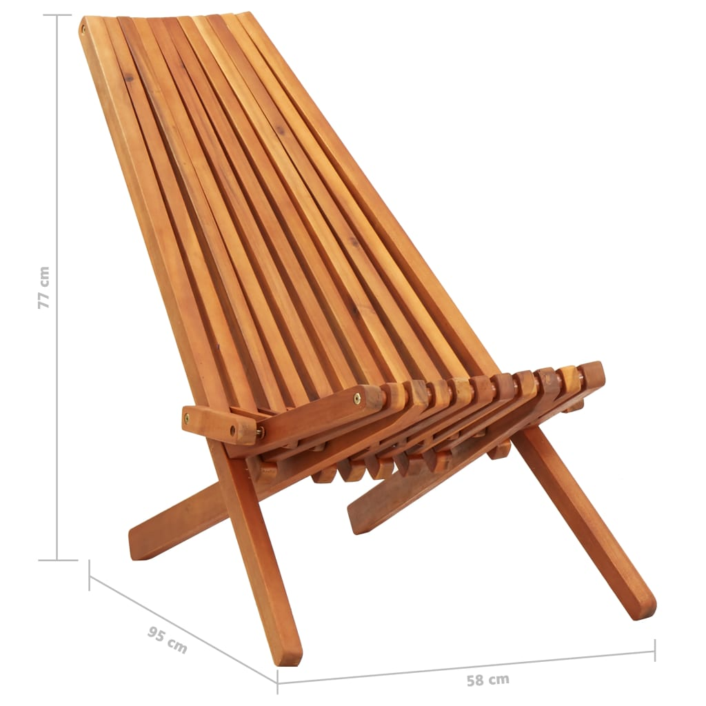 vidaXL Folding Patio Lounge Chair Solid Acacia Wood