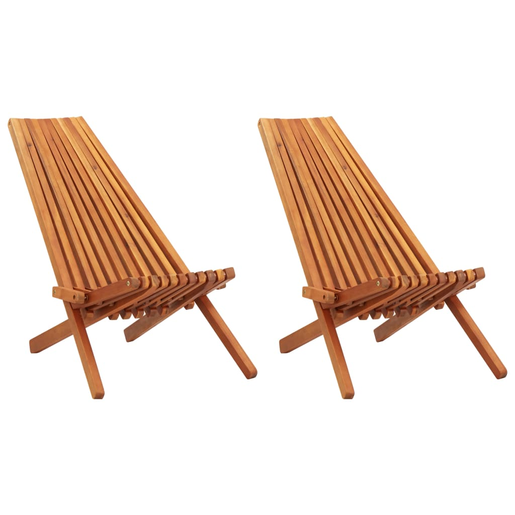 vidaXL Folding Patio Lounge Chairs 2 pcs Solid Acacia Wood