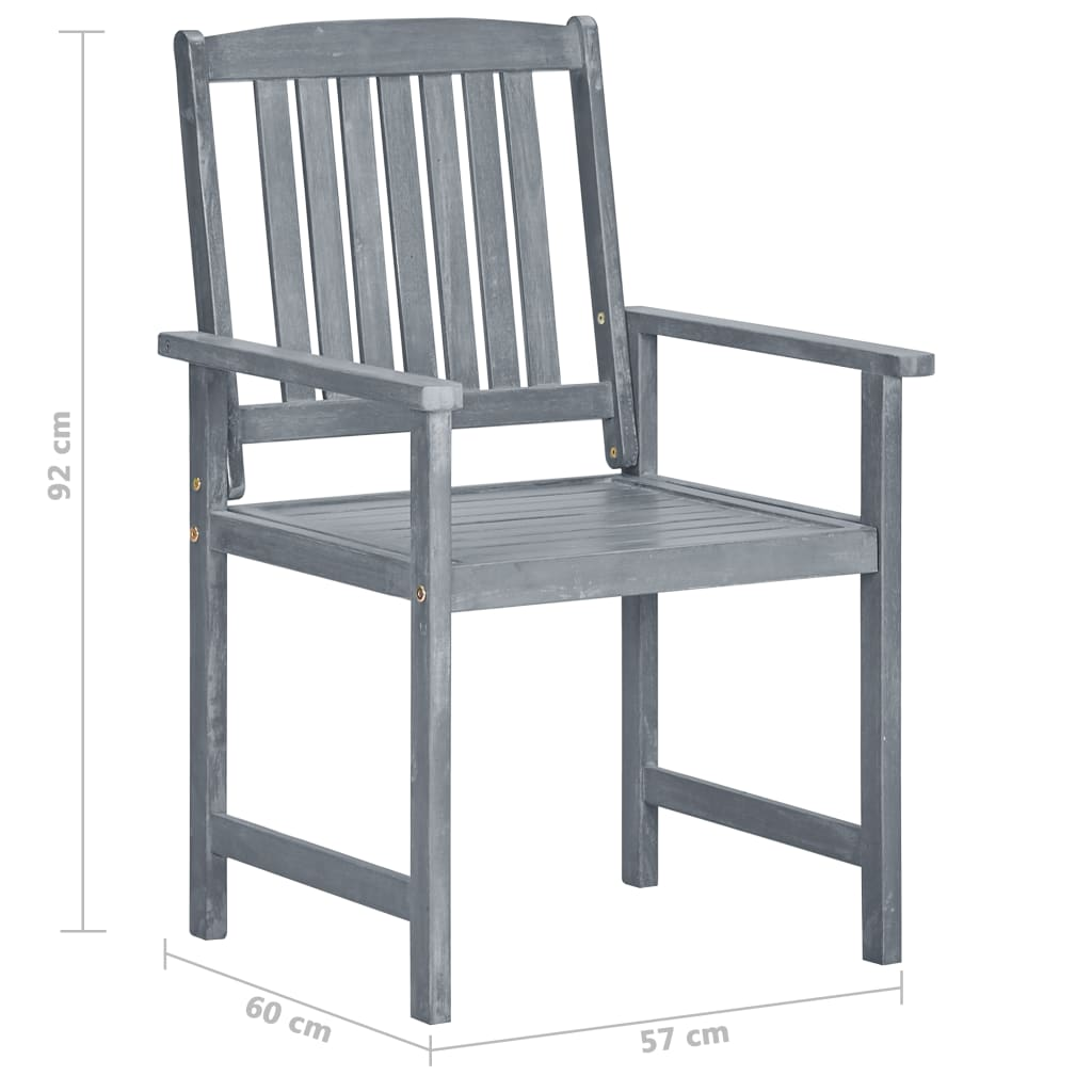 vidaXL Patio Chairs 2 pcs Gray Solid Acacia Wood