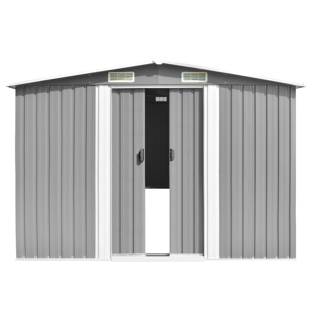 vidaXL Garden Shed 101.2"x154.3"x71.3" Metal Gray