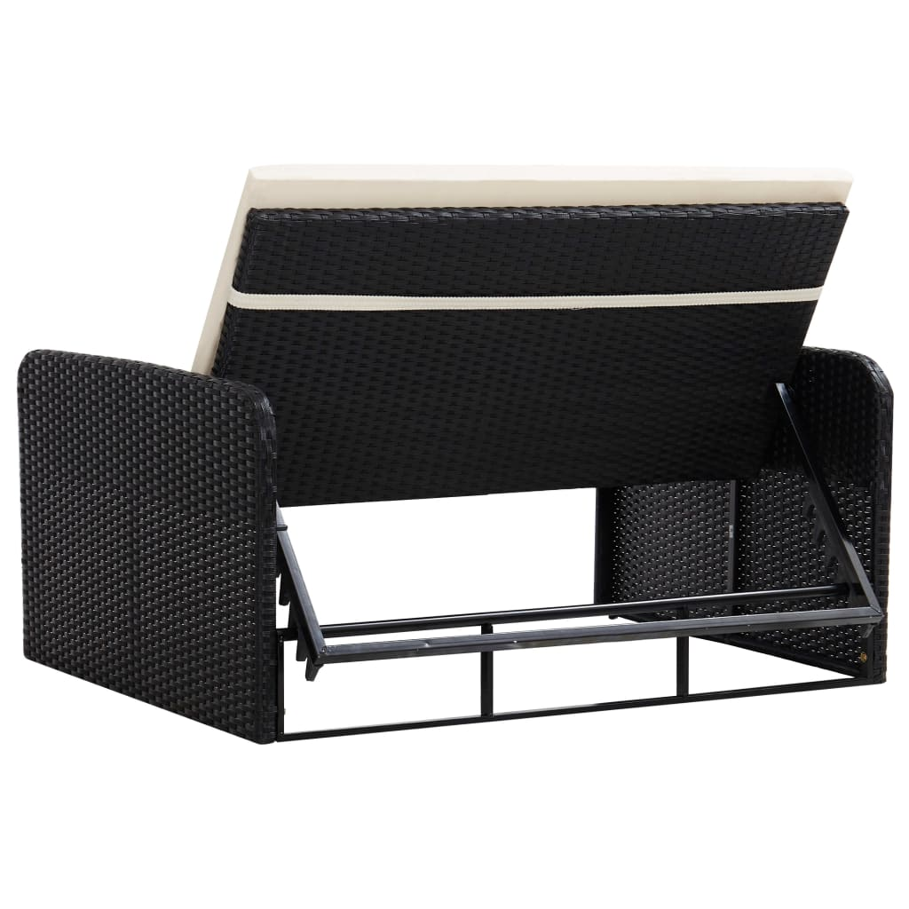 vidaXL 2 Piece Patio Lounge Set with Cushions Poly Rattan Black