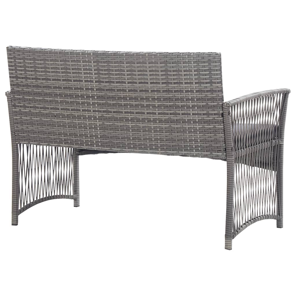 vidaXL 4 Piece Patio Lounge Set with Cushion Poly Rattan Anthracite