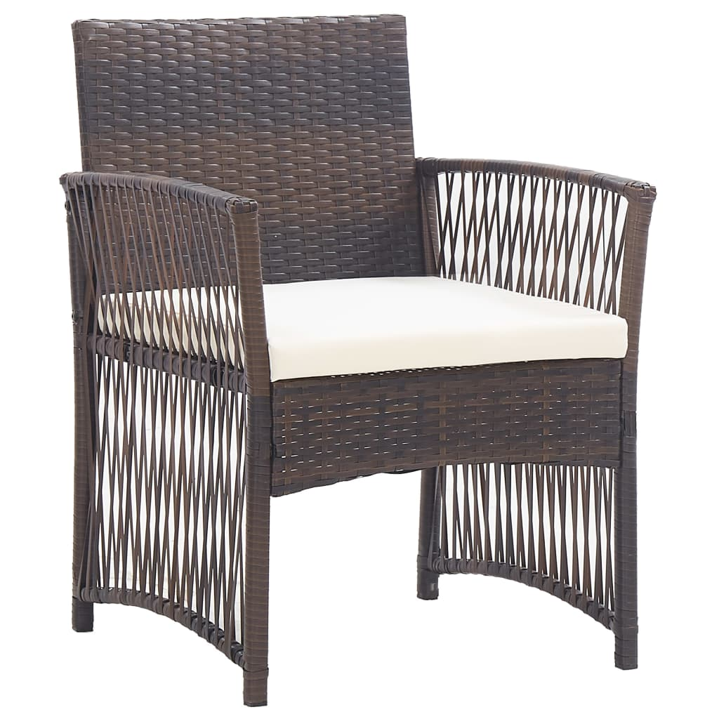 vidaXL 4 Piece Patio Lounge Set with Cushion Poly Rattan Brown