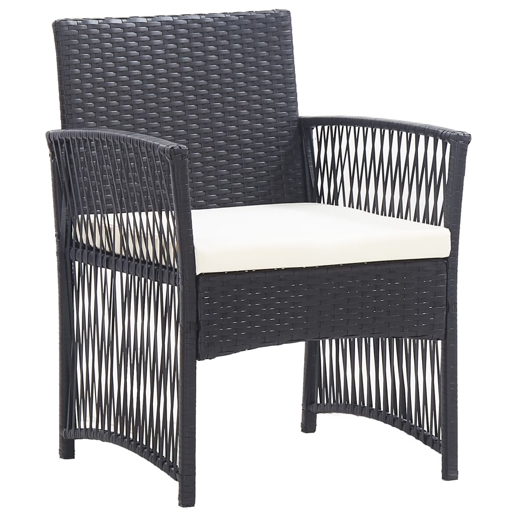 vidaXL 4 Piece Patio Lounge Set with Cushion Poly Rattan Black